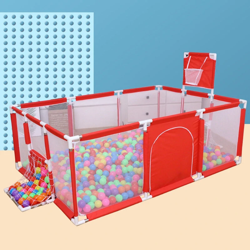 Large Size Baby Play Pen House with Basket-Goal Post-50 Balls & Foam Mat