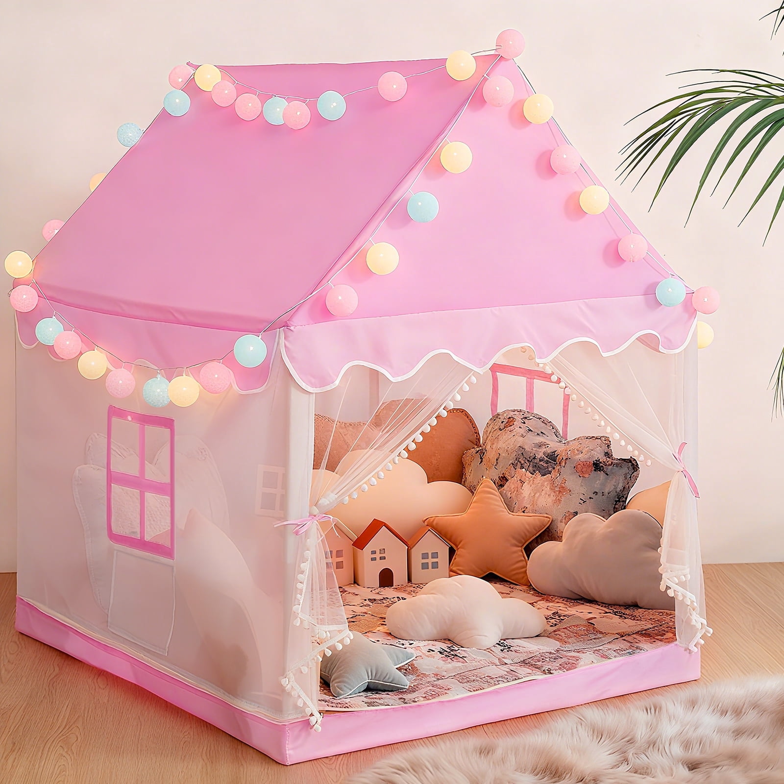 Premium Baby Castle House - ৫০ পিছ বল + ফেইরি লাইট সহ